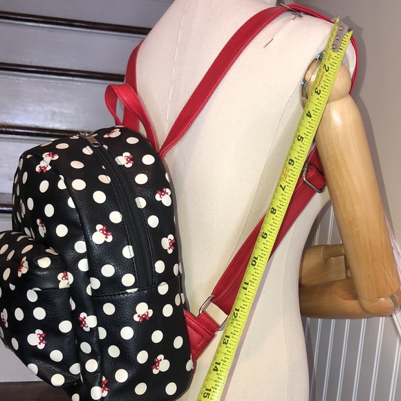 DISNEY Minney Mouse Backpack Black Red & White Bag Red Lining Like New RARE HTF - Picture 11 of 17